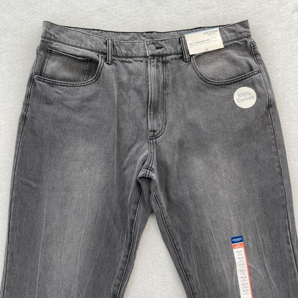 Arizona 90s Straight Fit Jeans Mens 38x32 Relaxed Fit Gray Denim Mid Rise Casual - Picture 2 of 13